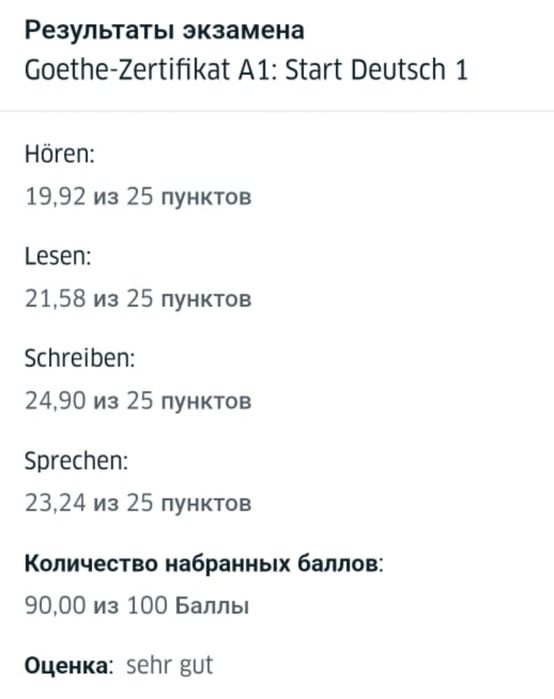 Немецкий язык. Экзамен А1.