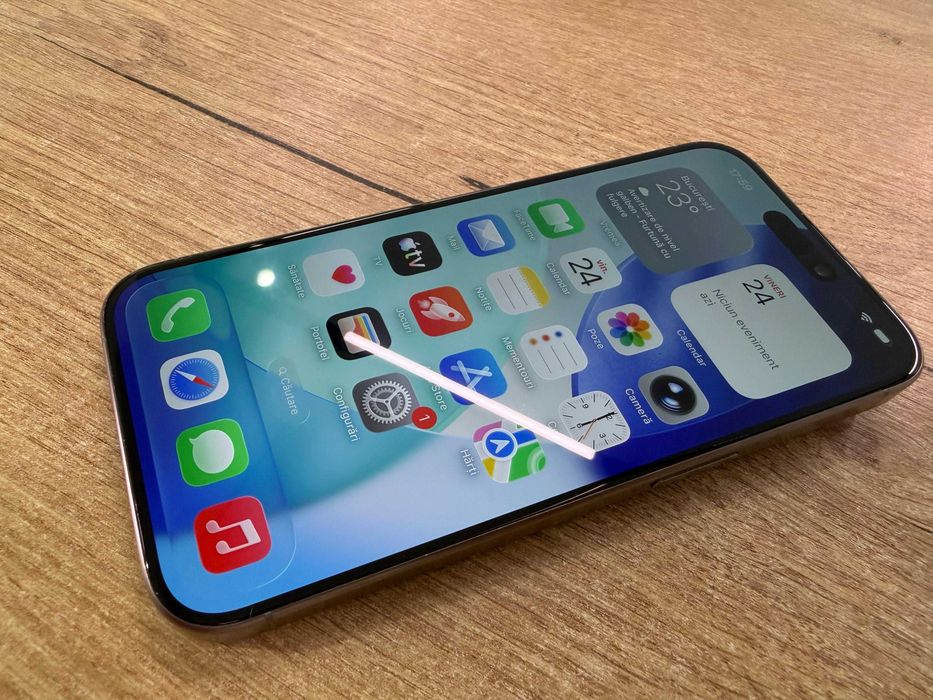 Apple iPhone 15 Pro 128GB Natural Titanium Impecabil 100% Baterie Garanție 24 Luni Buy-Back