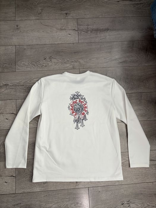Бяла блуза на chrome hearts със преден и заден принт