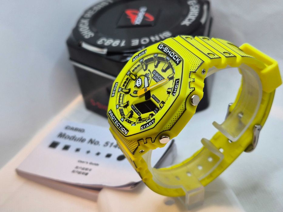 Ceas Sport Barbati Casio g shock Manga THEME GA2100 MNG. Galben, Nou,Garantie 2 ani