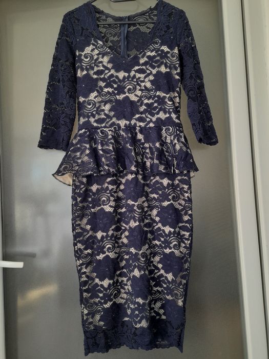 Rochie Albastră din Dantelă tip sirenă