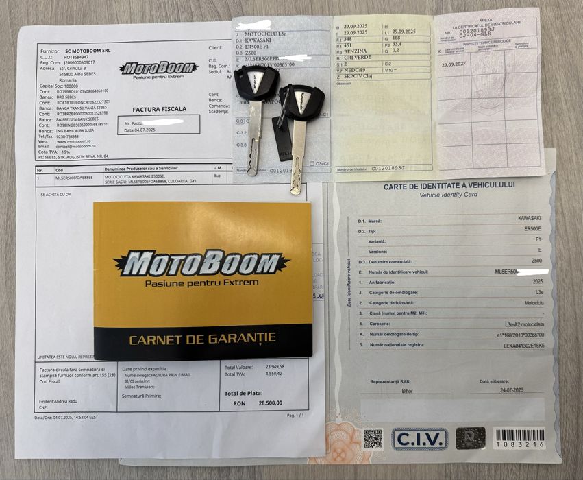 Kawasaki Z500 an 2025 Avariat