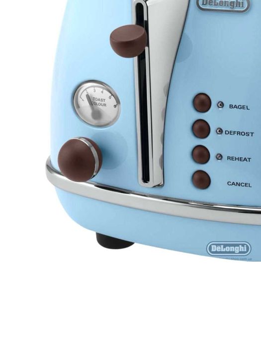 Тостер DeLonghi CTOV 2103 AZ — 2 ломтика, ретро стиль Icona Vintage