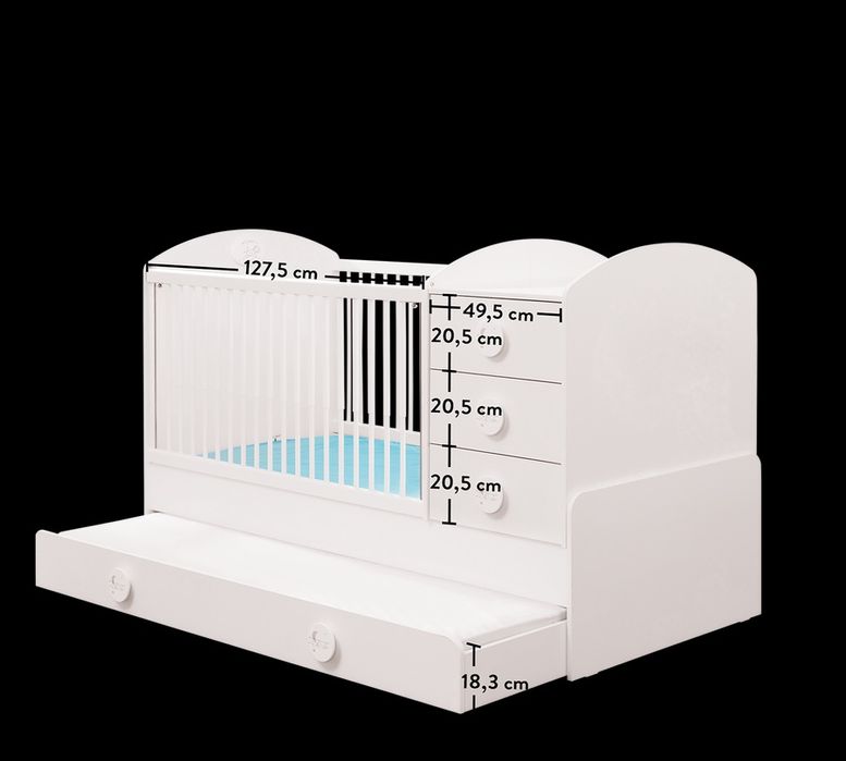 Pat convertibil Baby Cotton SL (cu pat pentru părinți) (80x180 cm)