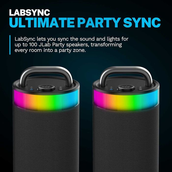 JLab Epic Party Преносим Bluetooth високоговорител, 100W, RGB светлини