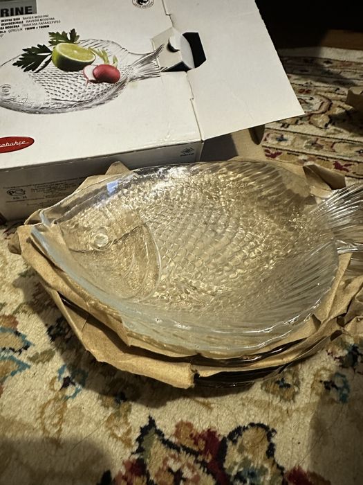 Стеклянные тарелки рыбки 6 шт.