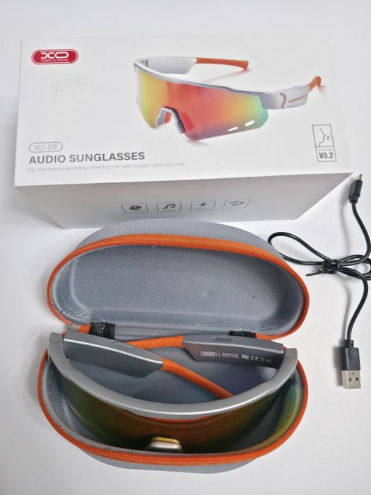 Ochelari de soare Bluetooth profesionali, albi, UV400
