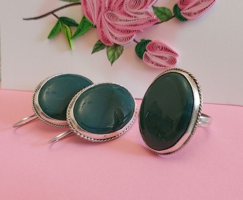 Кольцо и серьги серебряные, есть рассрочка каспи на 12 мес