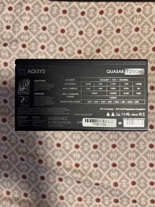 Sursa AQIRYS Quasar 80+ Platinum 1200W