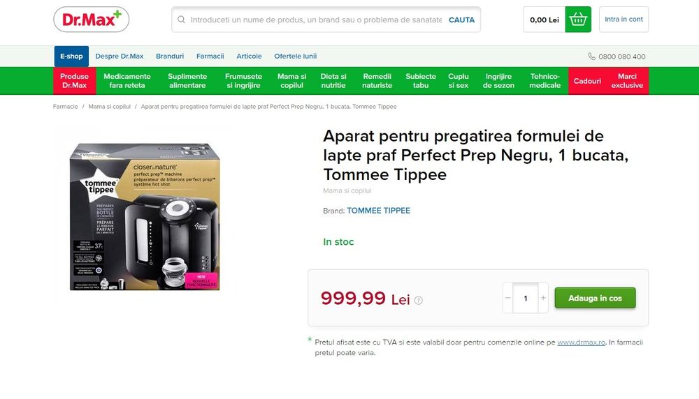 Aparat pentru pregatirea formulei de lapte praf Perfect - Negru - T