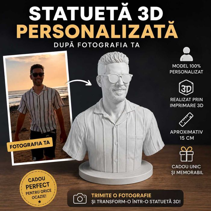 Statuie 3D Personalizată după Fotografia Ta – Cadou Unic