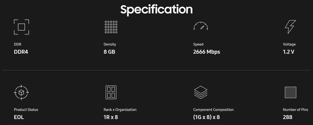 RAM 16GB 2x8gb Samsung 2666Mhz DDR4 за компютър