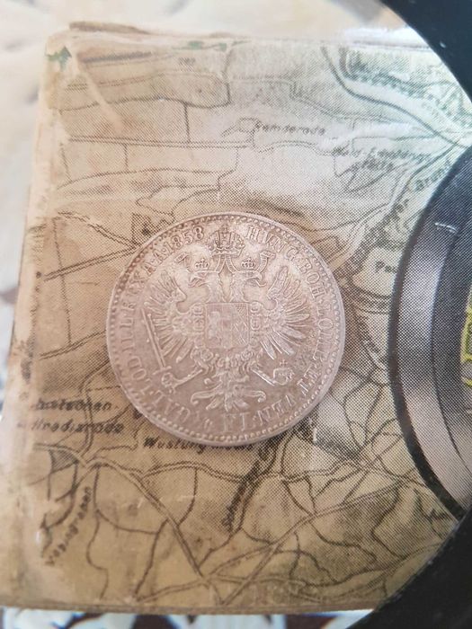 Монета 1858 АВСТРИЯ с крал Франц Йосиф 1/4 флорин сребро