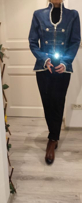 Jachetă unică, POMPOOS, 70%bumbac, cu motiv decorativ Fleur-de-Lis