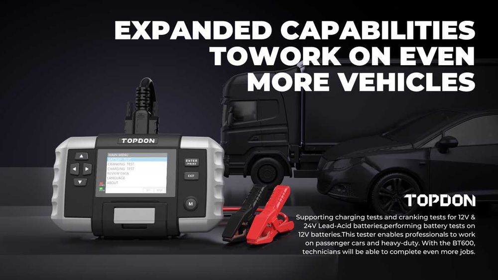 TOPDON BT600 12V–Професионален Тестер за Акумулатори с Вграден Принтер