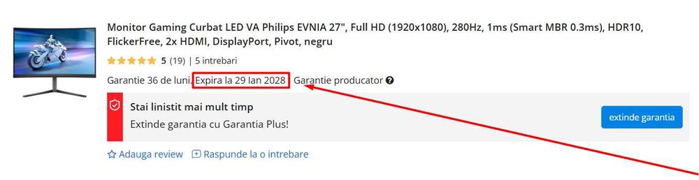 Monitor Curbat LED Philips EVNIA 27 inch, Full HD, 280Hz, 1ms/0.3ms