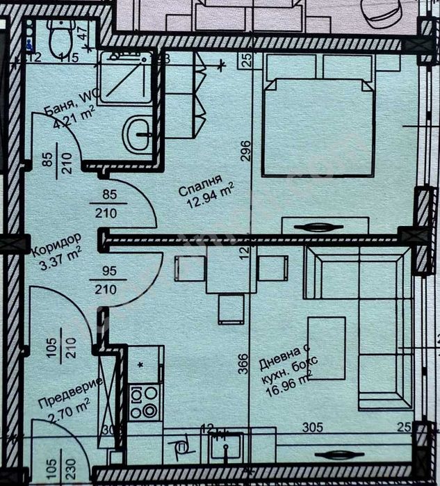 Продава се Двустаен апартамент в Велико Търново, Зона Б - 59 кв.м за 1150 €/кв.м - Снимка #1