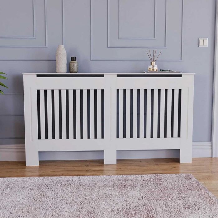 Panou decorativ- Masca calorifer, lemn MDF alb lucios S,M,L,XL