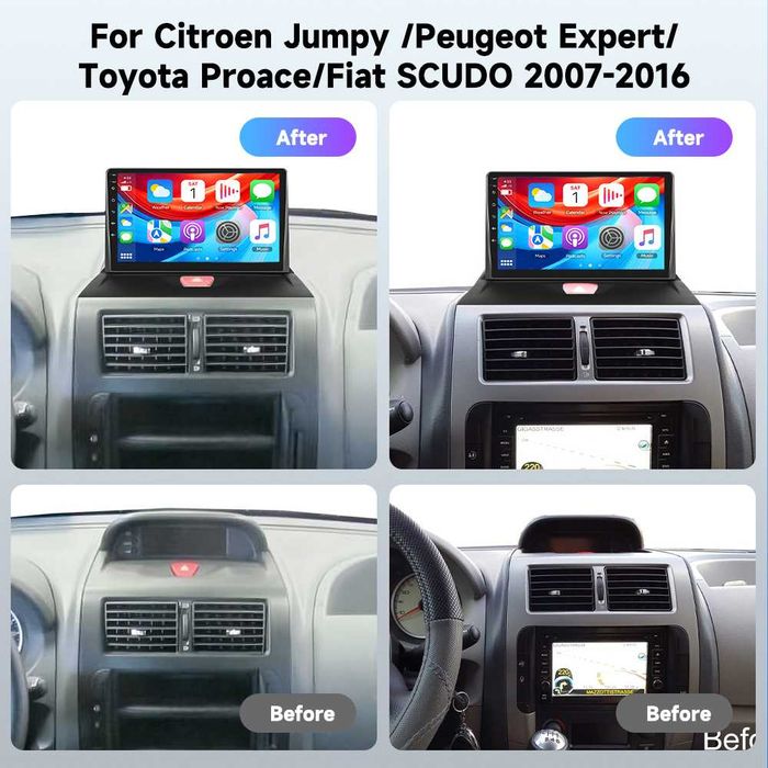 Мултимедия Android за Навигация, Citroen Jumpy 2, Peugeot Expert, FIAT Scudo, Toyota Proace, Carplay, Waze, Android Auto, 2007-2016