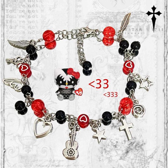 y2k goth red handmade bracelet