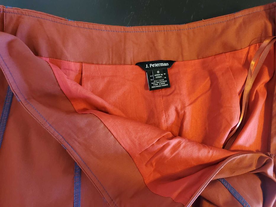 FUSTA din bumbac, rosie cu spirale la baza, XS, marca J.Peterman