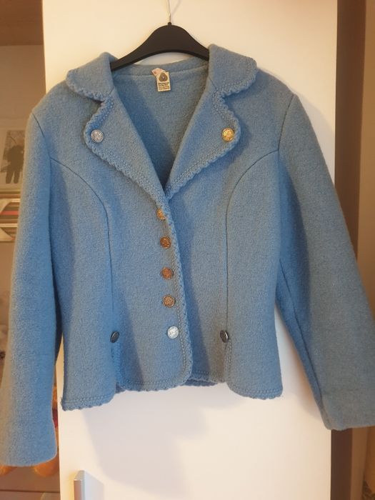 Sacou  cambrat vintage lana albastru deschis