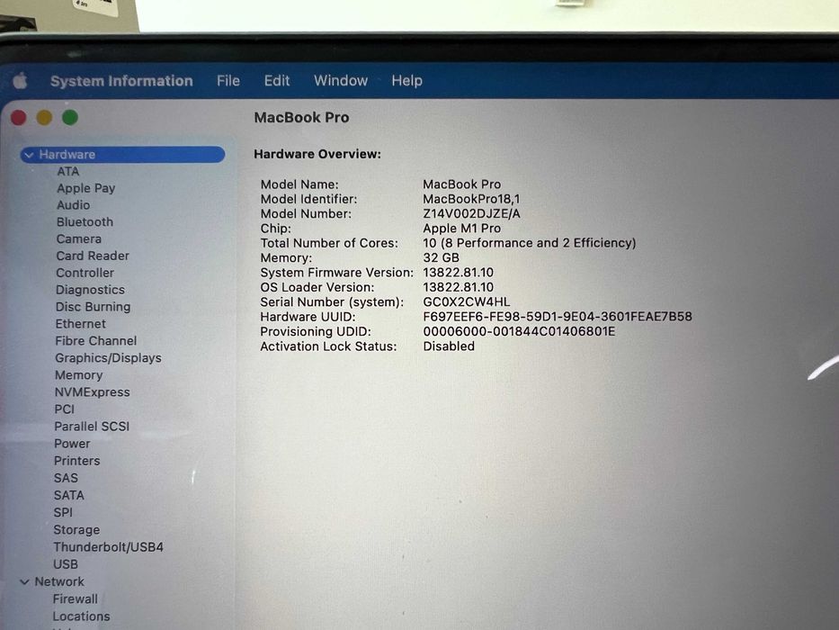 Macbook Pro M1 2021 16'' 32 GB RAM 512 SSD