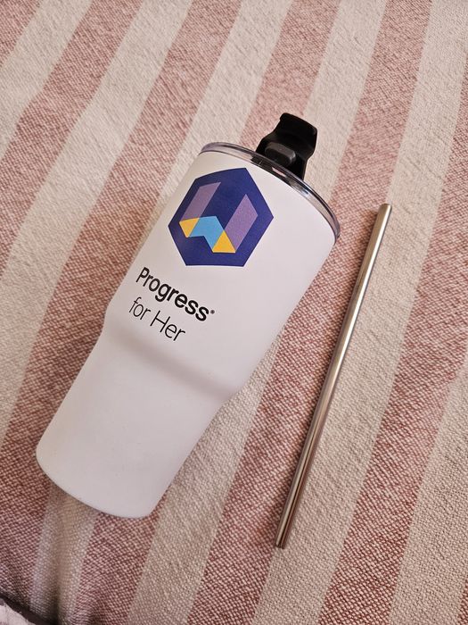 Термос чаша Неръждаема стомана Със сламка 600мл Бяла