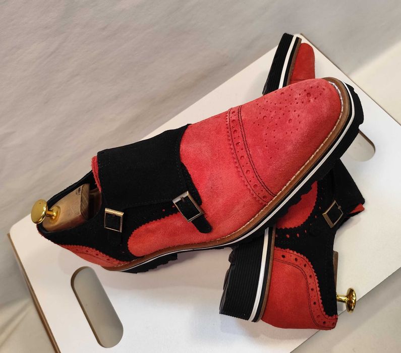 Pantofi monk 42 42.5 43 de lux Girotti NOI lucrati manual piele natura