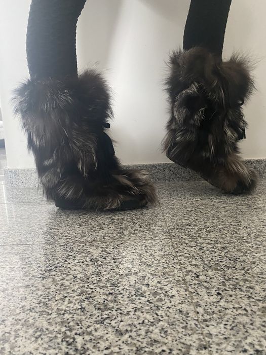 Чанта и ботуши заешки пух- естествен