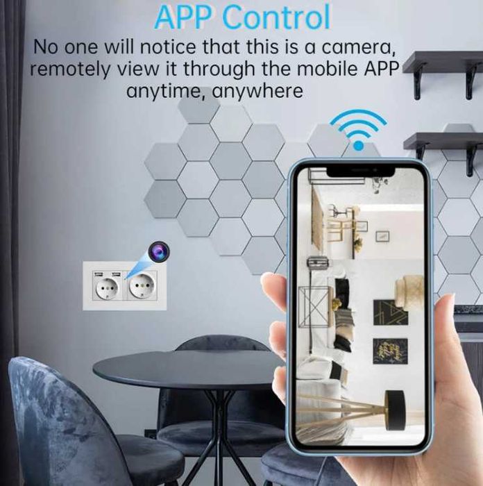 Скрита камера в двоен контакт охранителна шпионска FHD видеонаблюдение