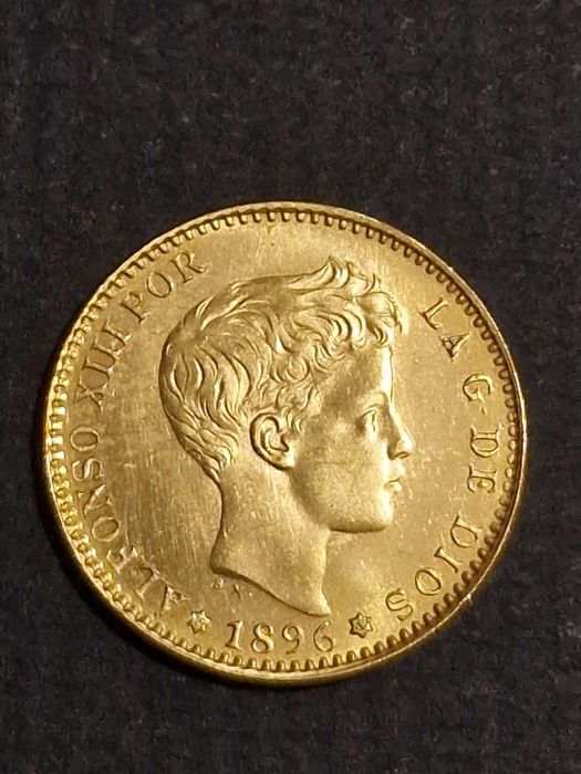 Златна монета20ИталианскиЛири НаполеонI 1809,20Песети АлфонсоXIII 1896