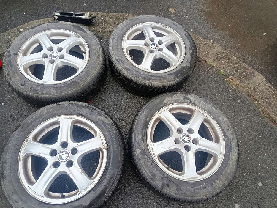 Jante originale Skoda 5x100 r15 + anvelope noi allseason