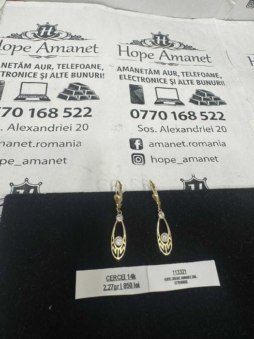 Hope Amanet P1/Cercei din aur 14k/Cod 113321