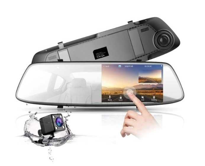 Oglinda retrovizoare cu camera fata si marsarier, camera auto video