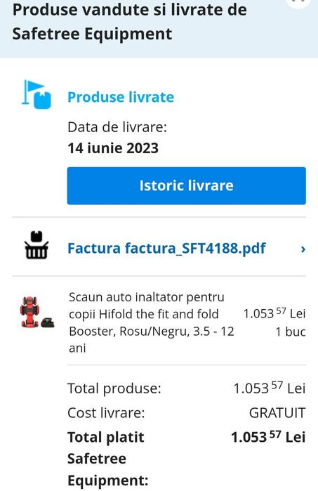 Vând scaun auto înălțător pentru copii, Hifold the fit and fold Booster, Rosu/Negru, 3.5 - 12 ani