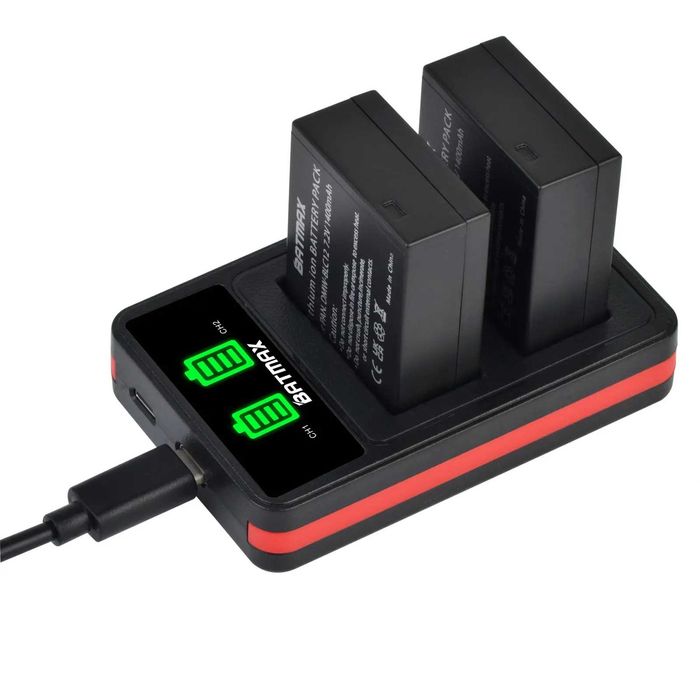 Set 2 acumulatori DMW-BLC12 + incarcator Panasonic FZ200 FZ300 G7 GX8