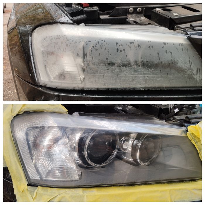 Полиране на фарове с поставяне на защита,пране+интериорно почистване
