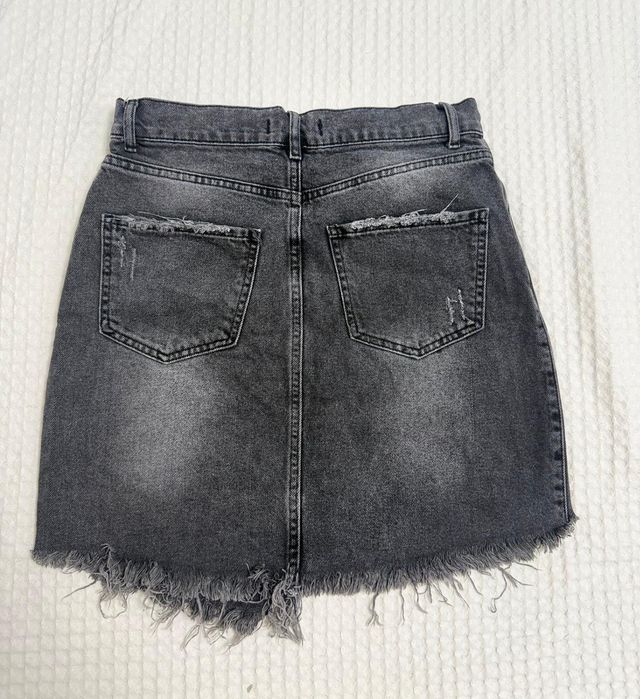The Bark Fustă din denim gri mini destroyed mărimea 36 / S