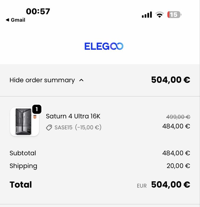 Imprimanta 3D Elegoo Saturn 4 Ultra 16K