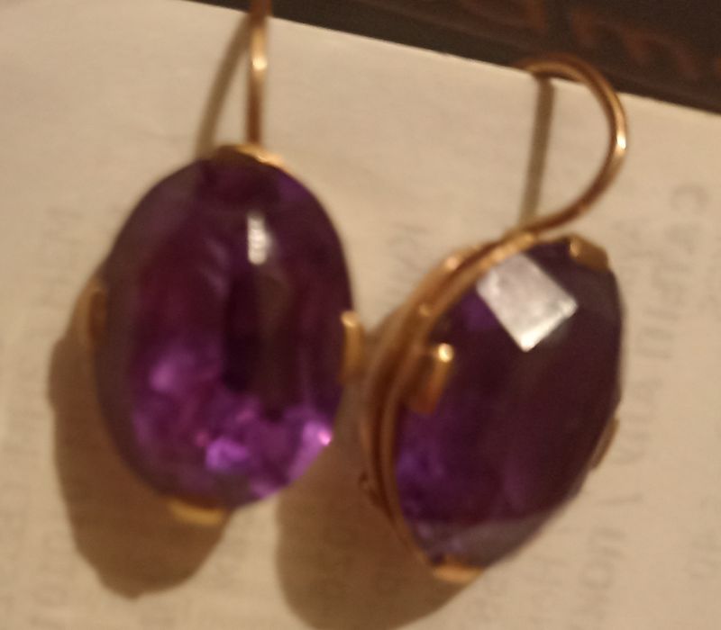Серьги ,золото, аметист, 350000