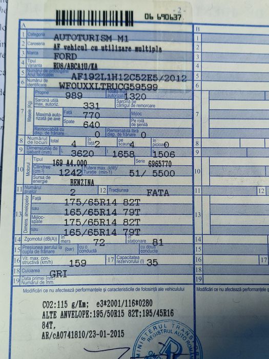 Vind Ford Ka. An 2012 Benzină  1242.