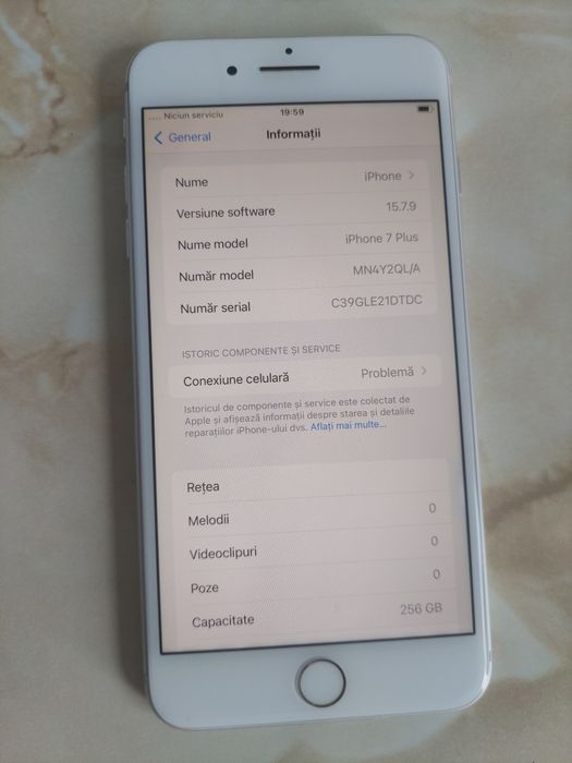 [7+] Vând Apple iPhone 7 Plus silver de 256GB (nu ia semnal) //poze reale