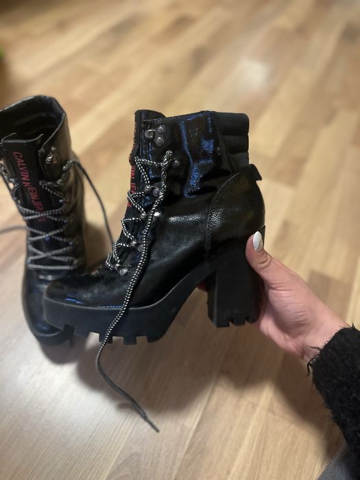 Кожени обувки на ток Calvin Klein Jeans