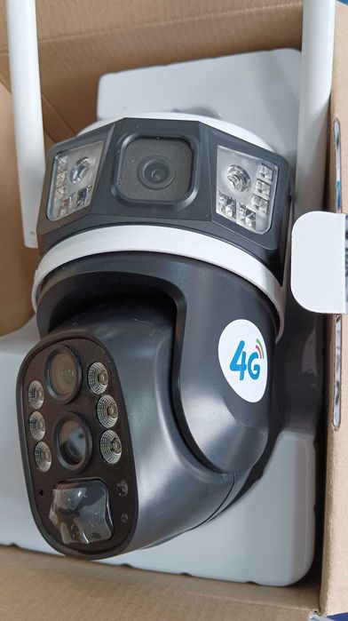 Двойна соларна безжична въртяща камера 4G 6MP 10zoom работи  SIM карта