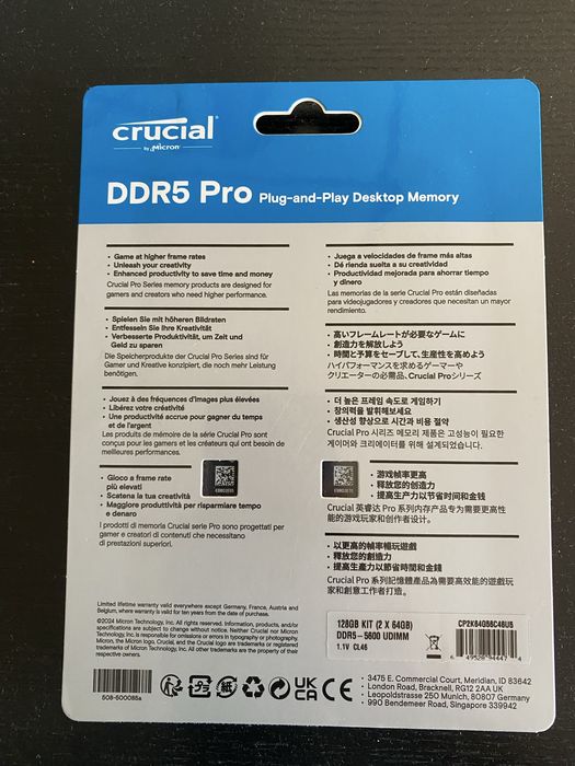 Crucial 128GB Kit (2X64GB) DDR5 RAM 5600MHz