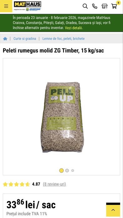Peleti pell up 60 saci disponibili