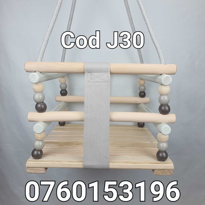 Leagan din lemn cu Franghie-Pt Copii-Pt interior sau exterior-J30
