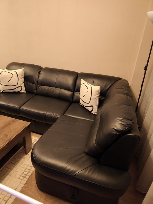 Кожен диван от естествена кожа,черен.