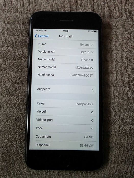 iPhone 8 64GB negru, 84% stare baterie